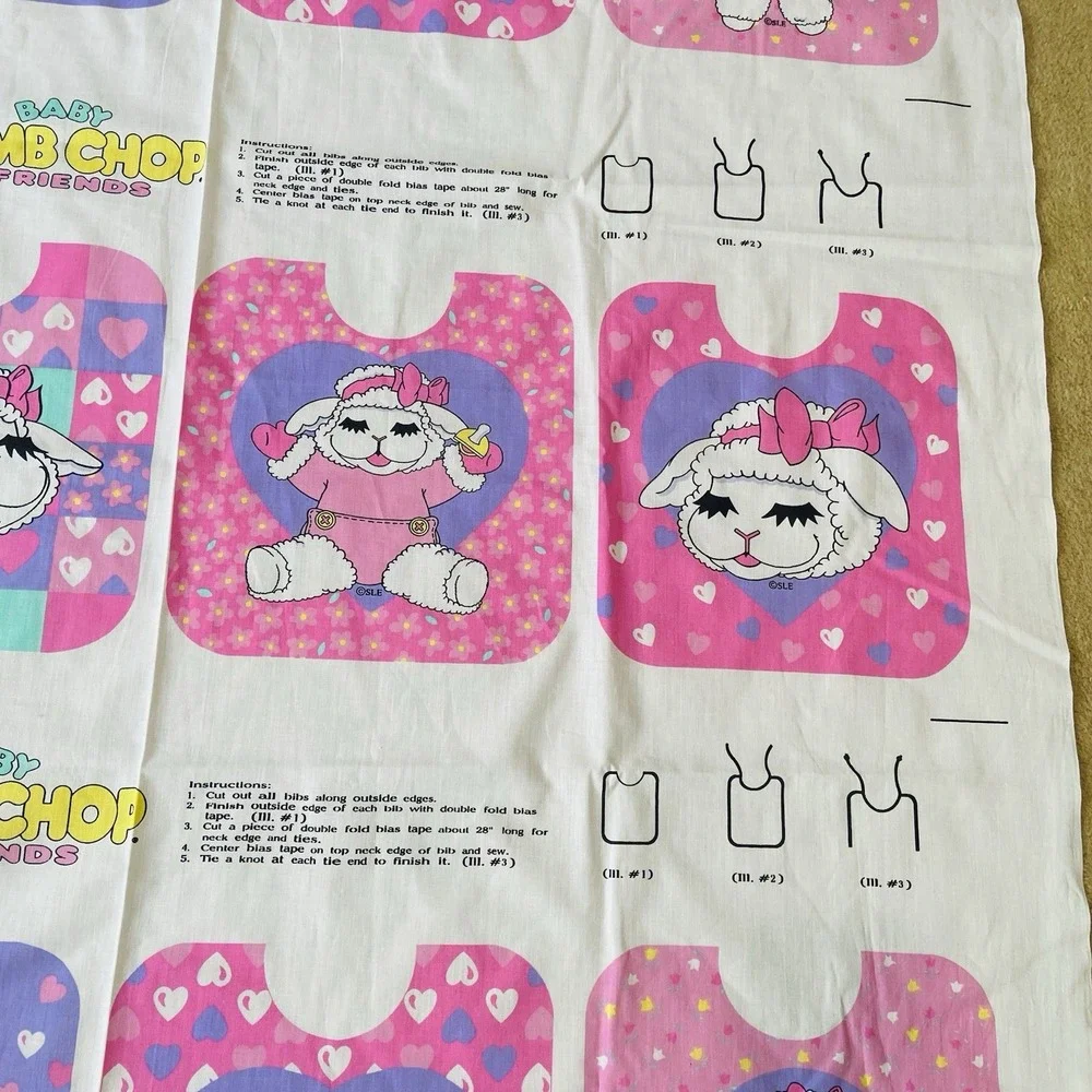 VTG 1994 Shari Lewis Enterprises Lamb Chop Material 12 Bib Pink Cutouts Craft